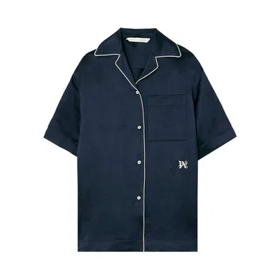 Pre-owned Palm Angels Monogram Satin Bowling Shirt 'black' | Women's Size 38