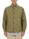 Palm Angels Monogram Quilted Nylon Overshirt In Green