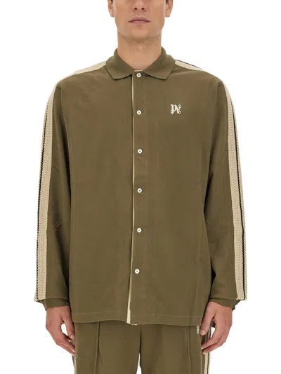 Palm Angels Monogram Shirt In Militare