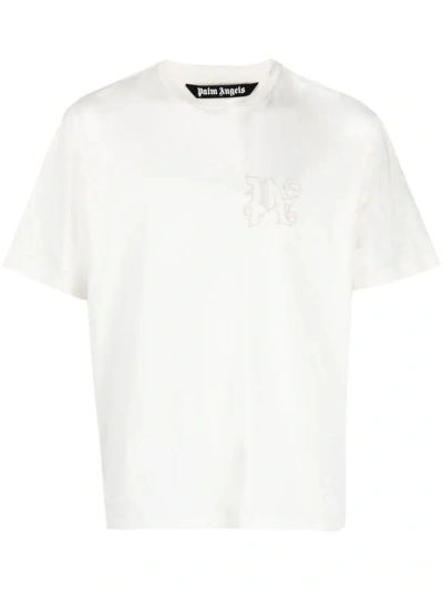 Palm Angels `monogram` Slim T-shirt In Beige