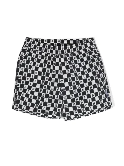 Palm Angels Kids' Monogram Slip-on Swim Shorts In Black