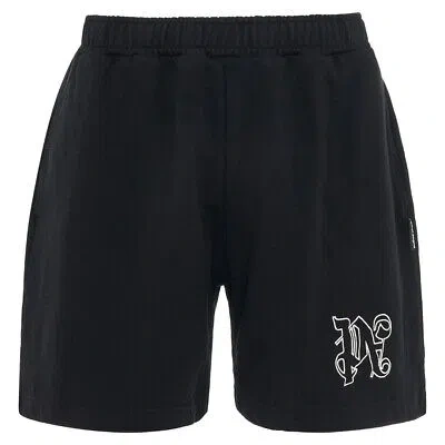 Pre-owned Palm Angels Monogram Statement Black Sweat Shorts