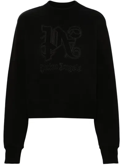 PALM ANGELS MONOGRAM STATEMENT COTTON SWEATSHIRT