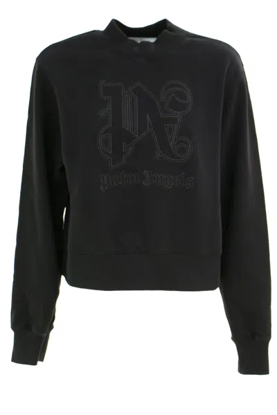 PALM ANGELS PALM ANGELS MONOGRAM DETAILED CREWNECK SWEATSHIRT