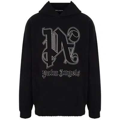 Pre-owned Palm Angels Monogram Statement Logo Black Hoodie
