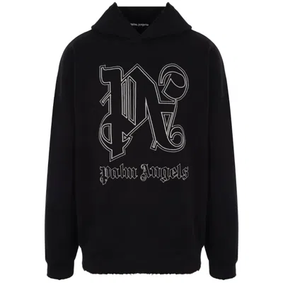 Pre-owned Palm Angels Monogram Statement Logo Hoodie In Black