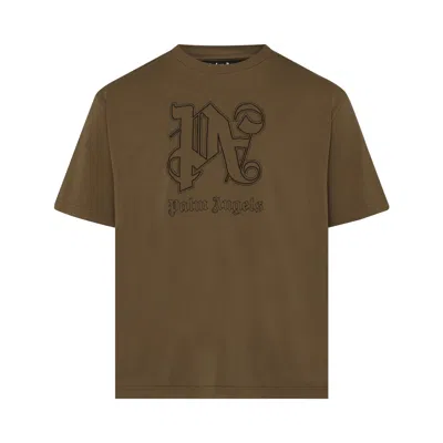 Pre-owned Palm Angels Monogram Statement Tee 'brown/black'