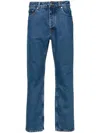 Palm Angels Monogram-embossed Straight-leg Jeans In Blue