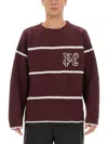Palm Angels Embroidered-monogram Striped Jumper In Red