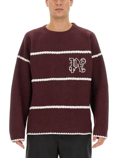 PALM ANGELS PALM ANGELS MONOGRAM STRIPED SWEATER