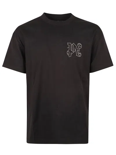 Palm Angels Monogram Stud Classic T-shirt In Black/gunmetal