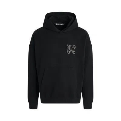 Palm Angels Monogram Stud Hoodie In Black