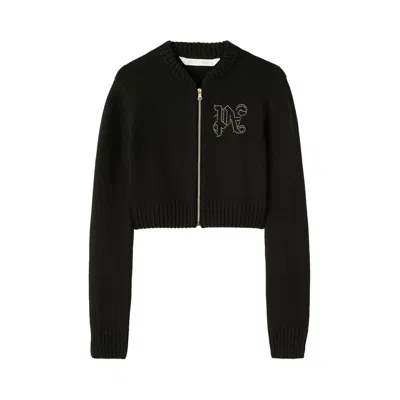Pre-owned Palm Angels Monogram Stud Zip Sweater 'black' | Women's Size Xs