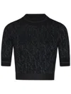 Palm Angels Lurex Knit Top With Monogram Tops Black In Black