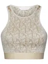 Palm Angels Embroidered Viscose Blend Top In Beige