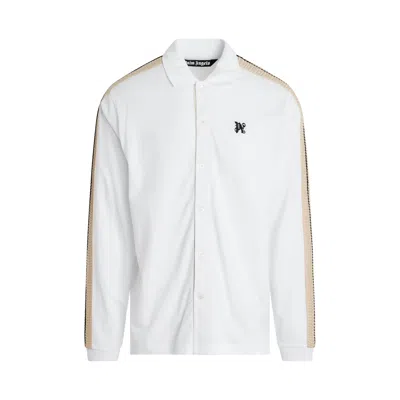 Palm Angels Monogram Track Long Sleeve Polo In White