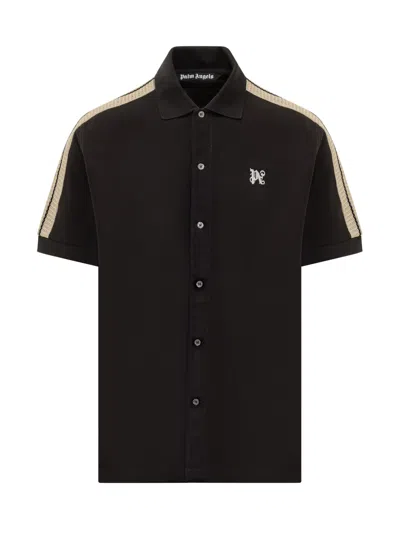 Palm Angels Monogram Track Polo In Black Off White