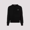 Palm Angels Black Round Neck Pullover In Black Off White