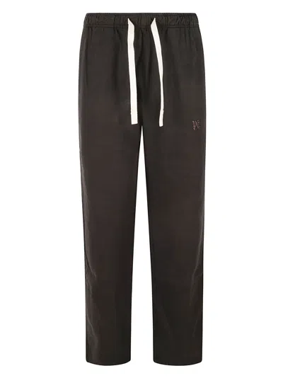 Palm Angels Monogram Travel Track Pants In Black/off White