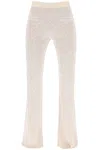 Palm Angels Monogram Jacquard Knit Trousers In Off White Beige