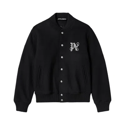 Pre-owned Palm Angels Monogram Varsity Jacket 'black/off White' | Men's Size 48