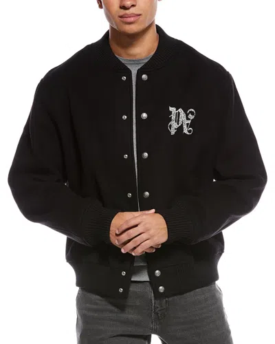 PALM ANGELS PALM ANGELS MONOGRAM WOOL-BLEND VARSITY JACKET