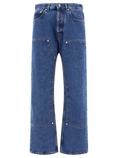 Palm Angels "monogram" Workwear Jeans In Blue