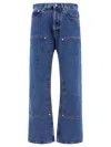Palm Angels Monogram-embroidered Wide-leg Jeans In Blue