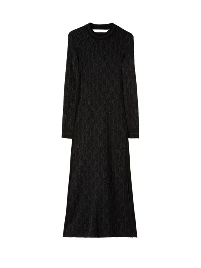 Palm Angels Monogram-jacquard Dress In Black