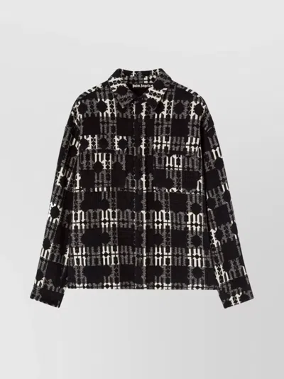 Palm Angels Two-tone Overshirt With Double Breast Pocket In Multi