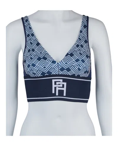 Palm Angels Monogrammed V Top In Blue