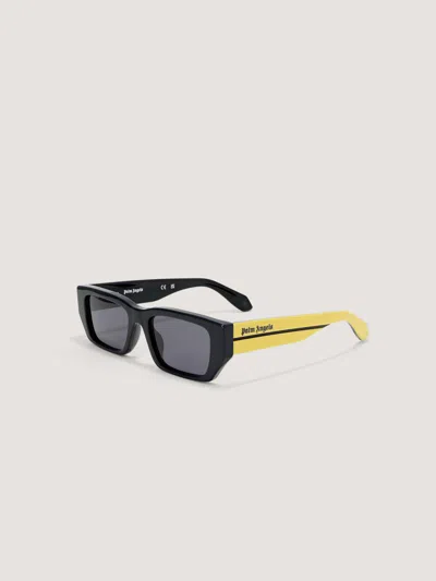 Palm Angels Moss Sunglasses In Shiny Black/yellow