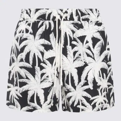 Palm Angels Multicolor Beachwear In Black Off White