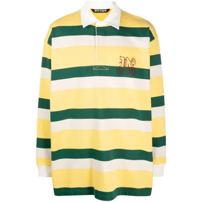 Palm Angels Multicolor Cotton Polo Shirt In Yellow,green