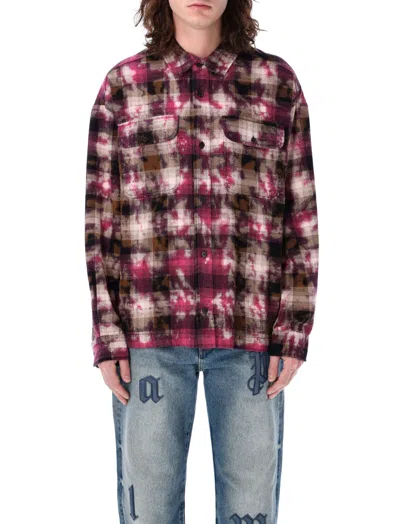 PALM ANGELS MULTICOLOR CURVED-LOGO CHECK SHIRT