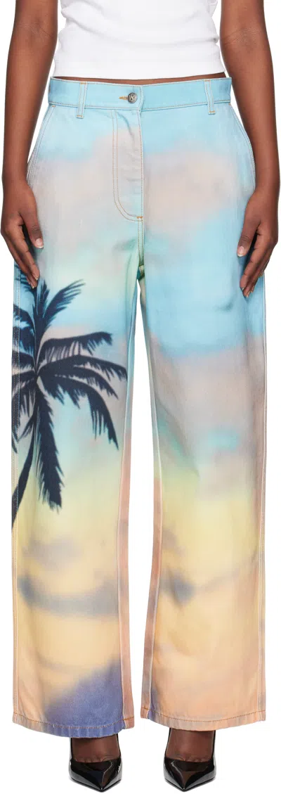 Palm Angels Multicolor Sunrise Palm Baggy Jeans