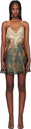 Palm Angels Multicolor Sunset Palms Minidress In Orange Black