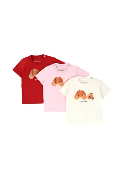 Palm Angels Multicolor T-shirt For Baby Girl With Bear