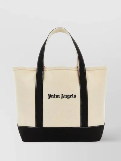 Palm Angels Multiple Handle Canvas Tote In Cream
