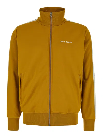 PALM ANGELS MUSTARD EMBROIDERED LOGO SWEATSHIRT