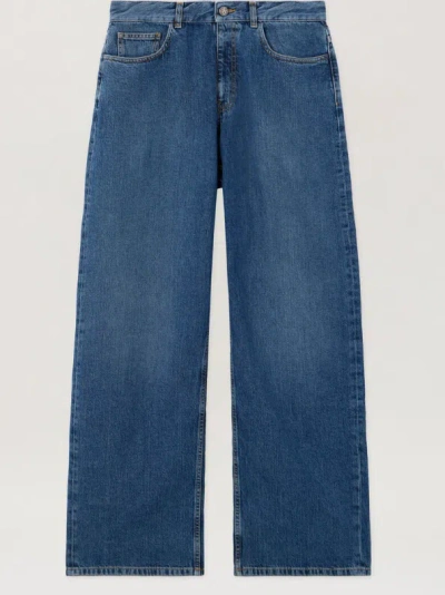 Palm Angels Mw Curved Logo Loose 5 Pocket In Blue