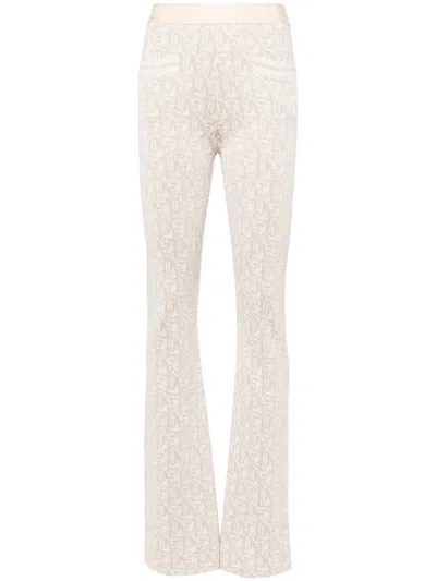 PALM ANGELS NATURAL NATURAL MONOGRAM JACQUARD TROUSERS