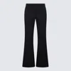 Palm Angels Navy Blue Black Cotton And Virgin Wool Blend Flared Pants In Navy Blue Black