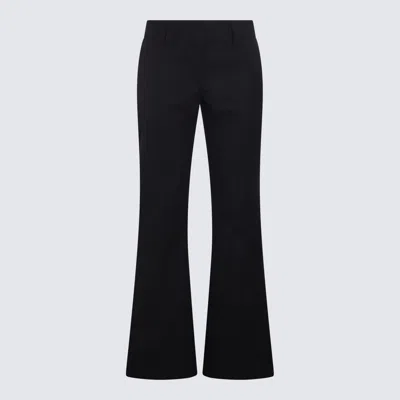 Palm Angels Navy Blue Black Cotton And Virgin Wool Blend Flared Pants