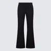 Palm Angels Navy Blue Black Cotton And Virgin Wool Blend Flared Pants
