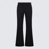 Palm Angels Navy Blue Black Cotton And Virgin Wool Blend Flared Pants In Black