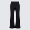 Palm Angels Navy Blue Wool Blend Flared Pants In Navy Blue Black