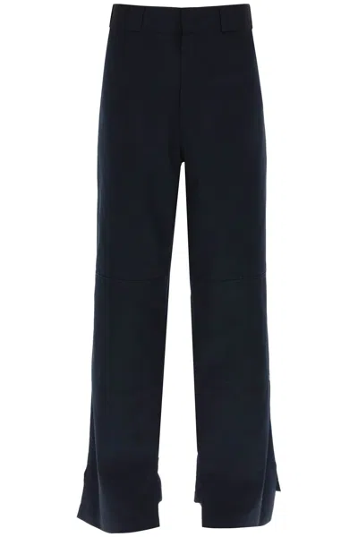 Palm Angels Navy Blue Cotton Straight-leg Trousers For Men From Fw23 Collection