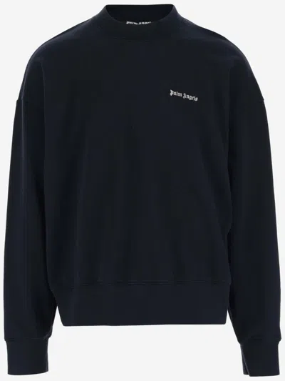 Palm Angels Cotton Oversized Logo-print Sweatshirt In Blue