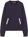 Palm Angels Brushed Cotton Sartorial Tape Sweatshirt In Navy Blue
